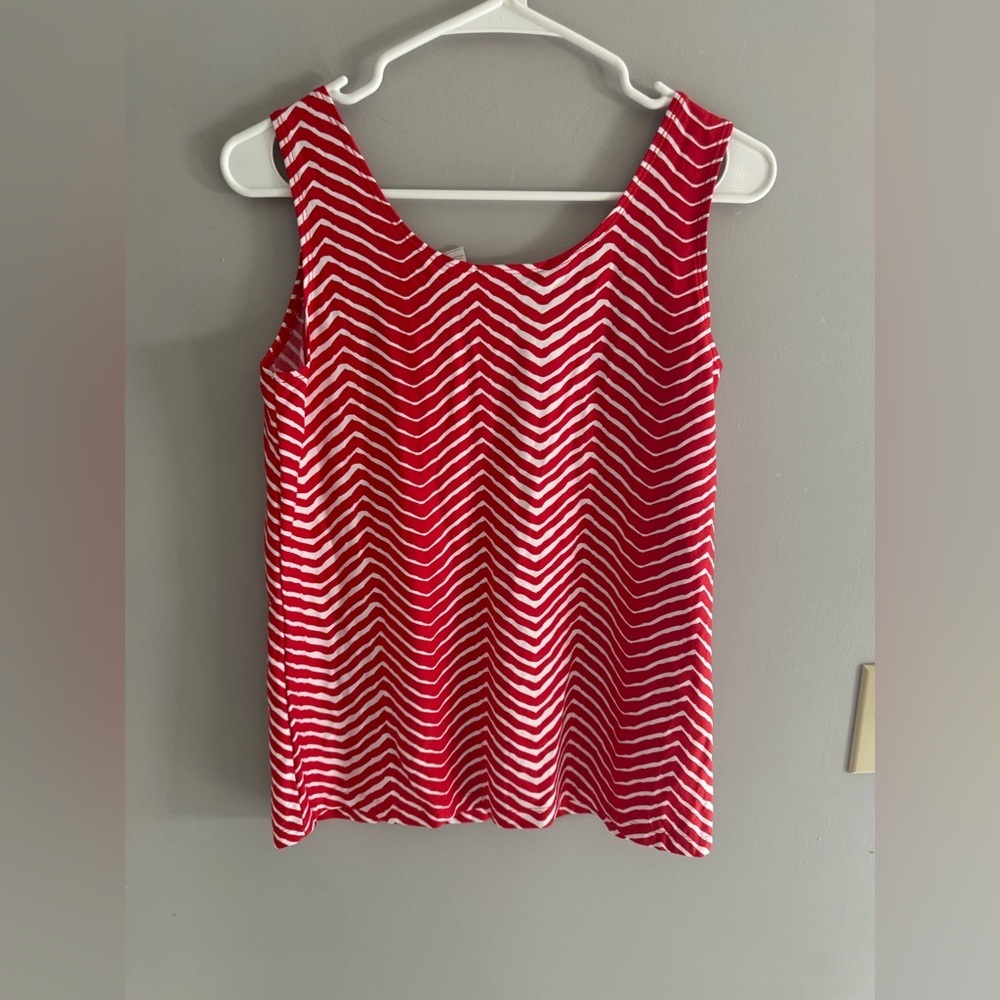 Chicos Red Chevron Zig Zag Contemporary Tank Top Womens SZ 1 New Casual Summer - Picture 6 of 8